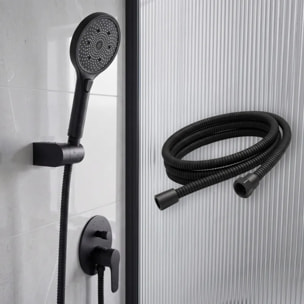 Flexible de douche MSV Teddy 1,50 m Ø14 mm – Double verrouillage anti-torsion – Noir mat