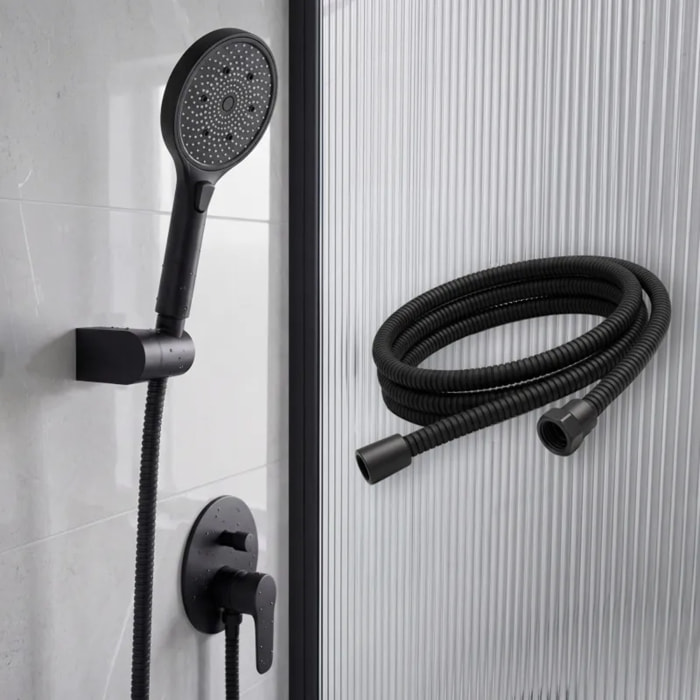 Flexible de douche MSV Teddy 1,50 m Ø14 mm – Double verrouillage anti-torsion – Noir mat