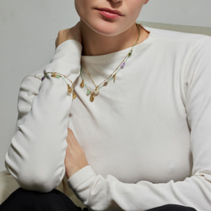 Collar con Cristal Multicolor acabado oro 18k