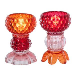 J-Line Chandelier - verre - rouge/orange - 2 pièces