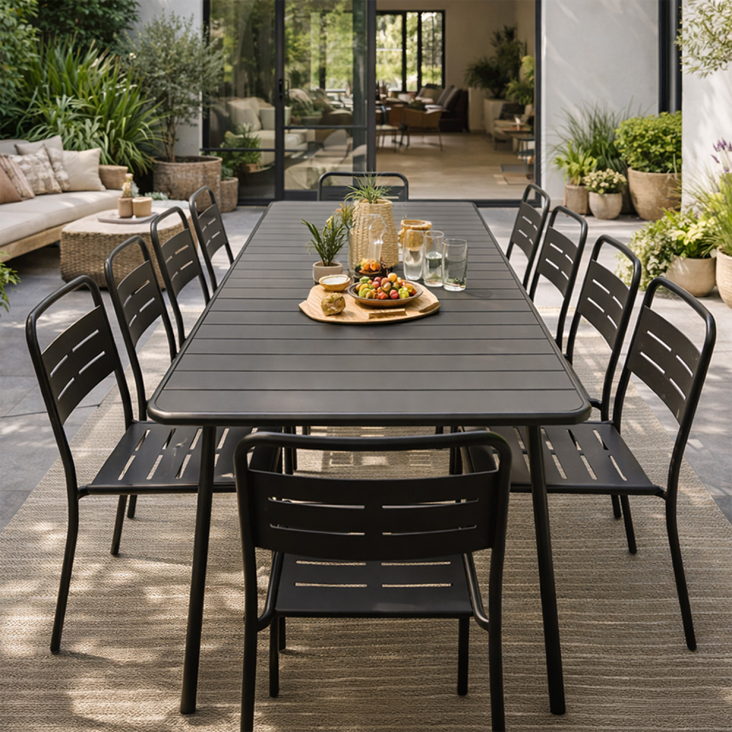 EVORA Ensemble table de jardin 200 cm et 8 chaises