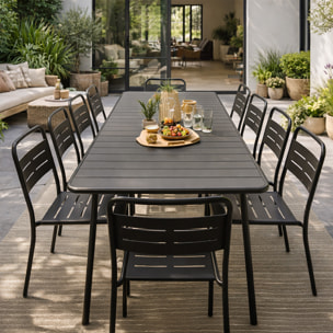 EVORA Ensemble table de jardin 200 cm et 8 chaises