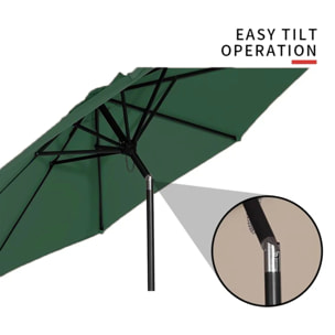 Ombrellone Da Giardino A Manovella Parasole Balcone Air Vent Inclinazione Regolabile Anti UV Impermeabile Mare Spiaggia Piscina Terrazzo 2.7 M Verde