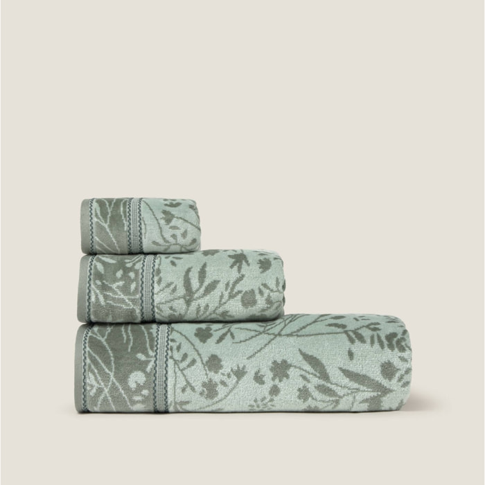 Toalla baño rizo algodón floral Florat color verde 100% Algodón