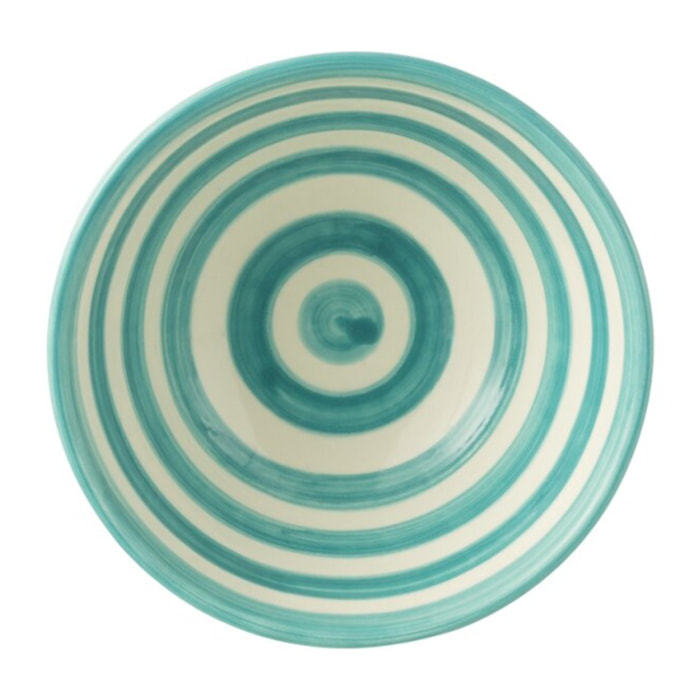 J-Line bol Granada Stripes High - céramique - blanc/aqua - small - Ø 14 cm