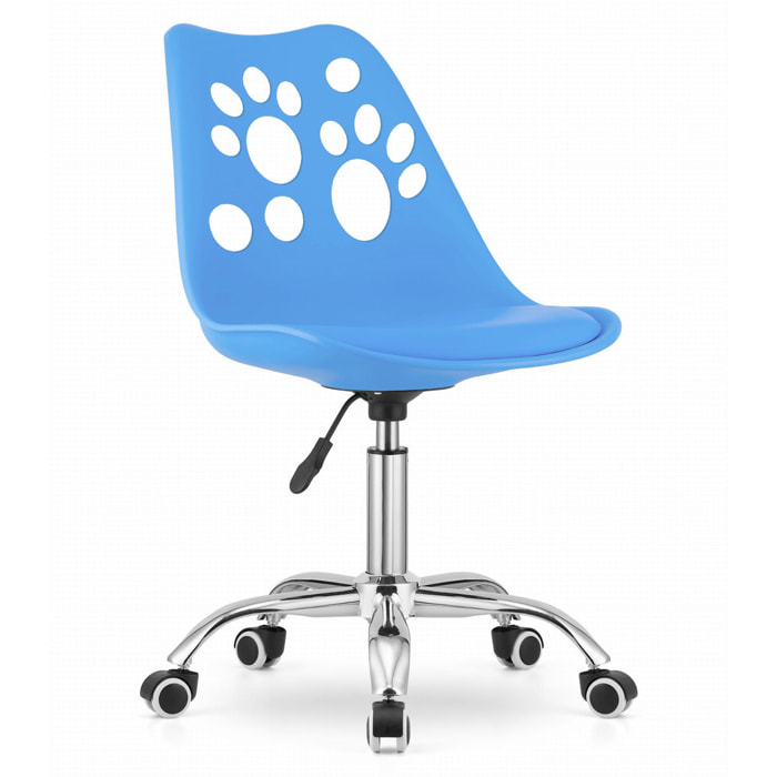 Sedia girevole PRINT blu per bambini e ragazzi con decoro a zampe