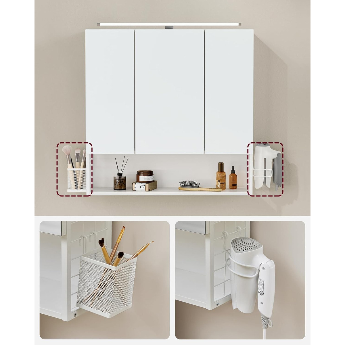 Armadietto Bagno con Specchio e Illuminazione LED Oskar