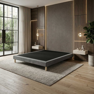 Sommier tapissier à lattes fixes gris, couchage ferme, soutien optimal