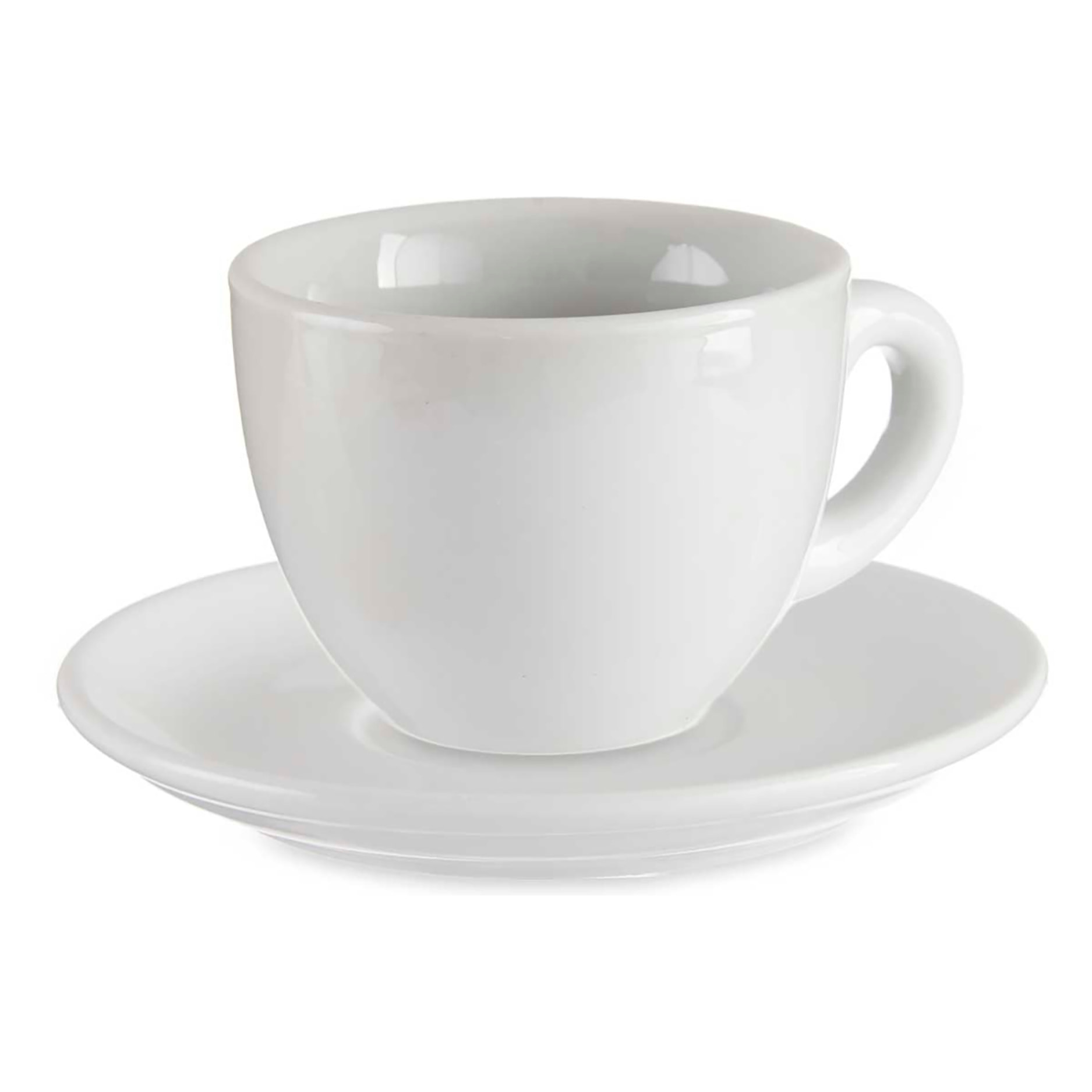 SET 6 TAZZE DA CAFFÈ IN PORCELLANA BIANCA CON PIATTO 250ML