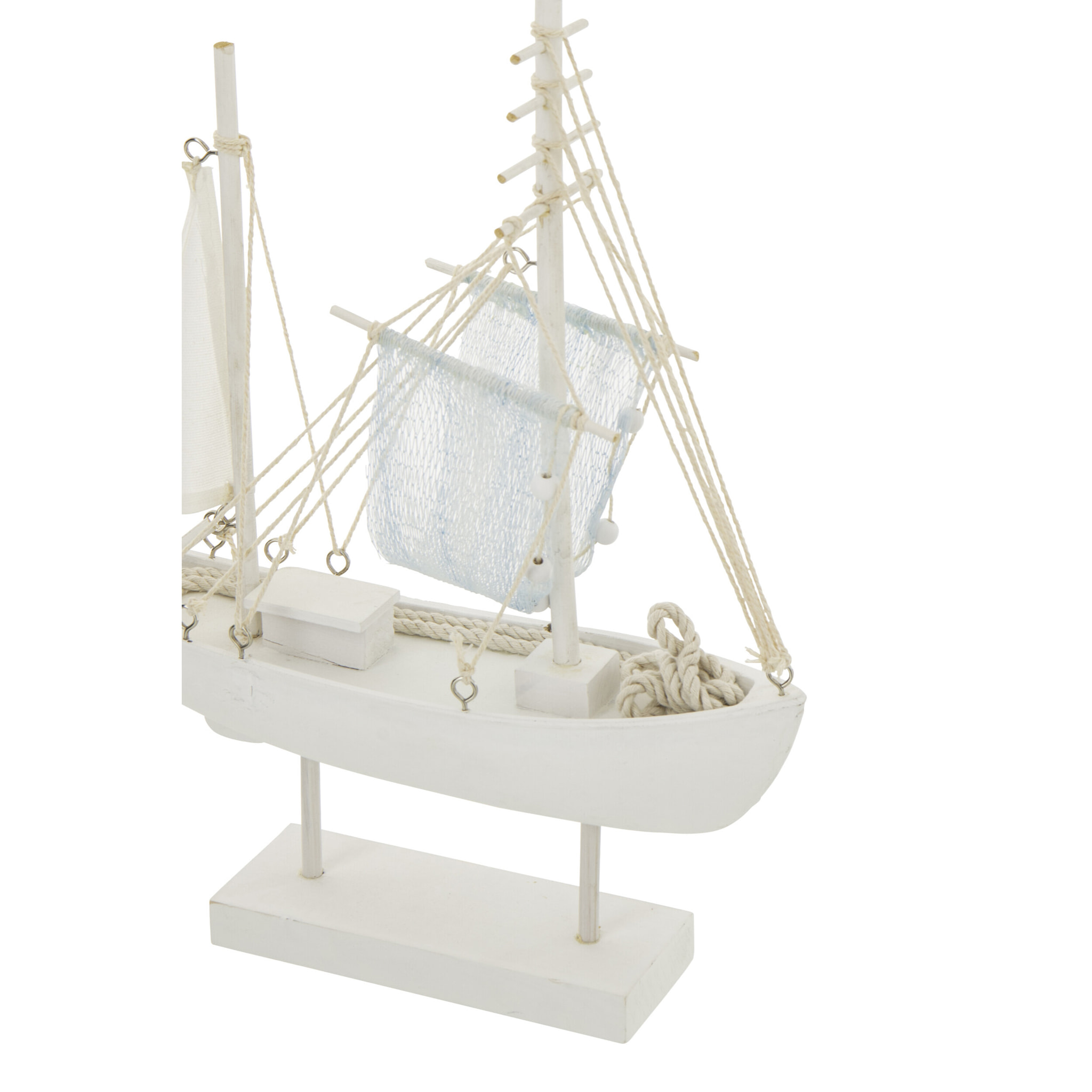 J-Line Bateau décoratif - corde/bois - blanc