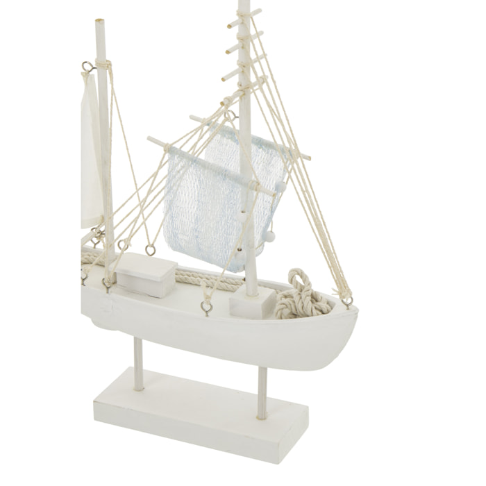 J-Line Bateau décoratif - corde/bois - blanc