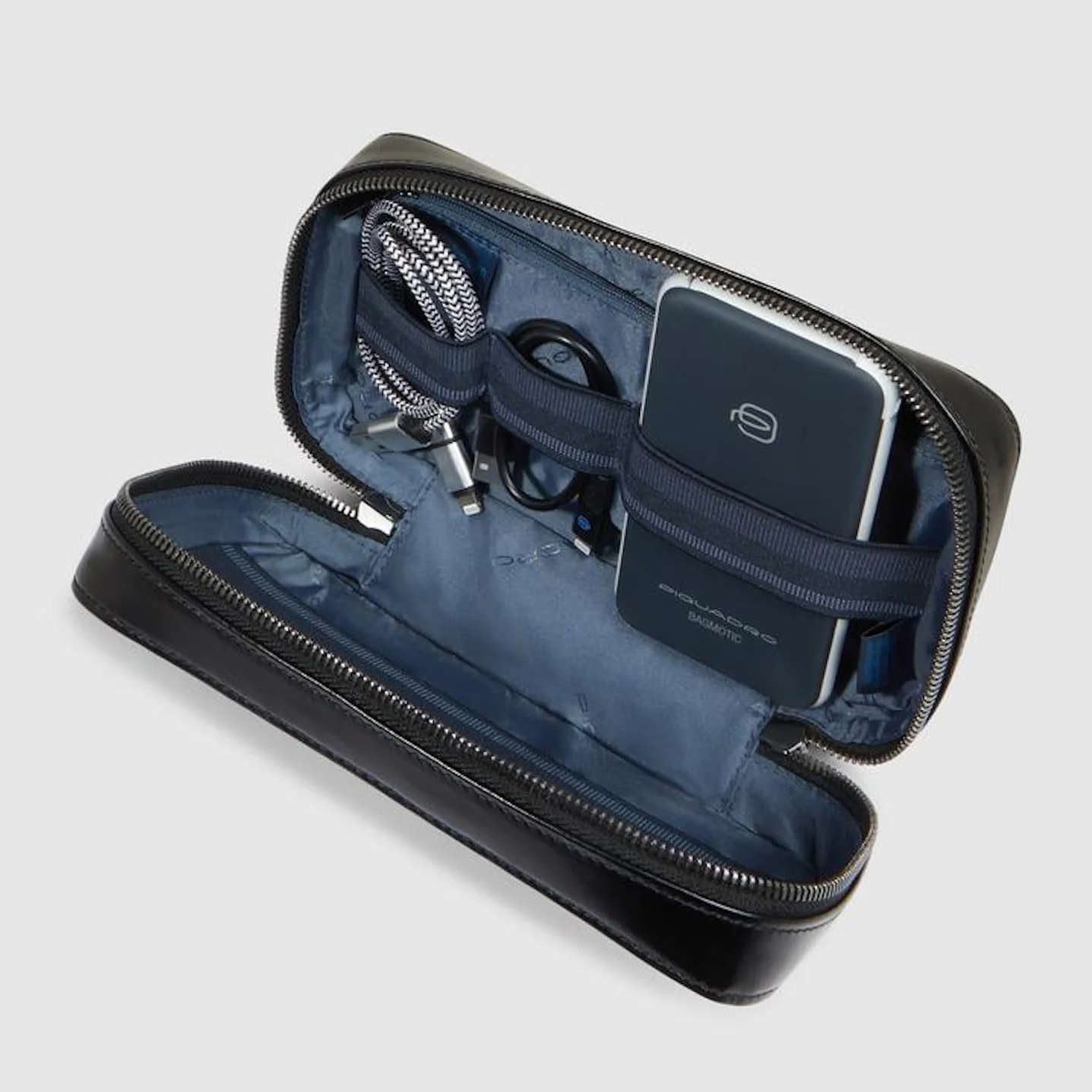 Piquadro Astuccio portacavi in pelle con tasca per mouse