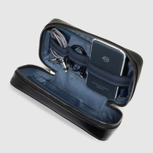 Piquadro Astuccio portacavi in pelle con tasca per mouse