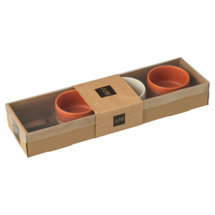 J-Line planche tapas 3 Sets + Plateau Bois - céramique/bois - orange/blanc