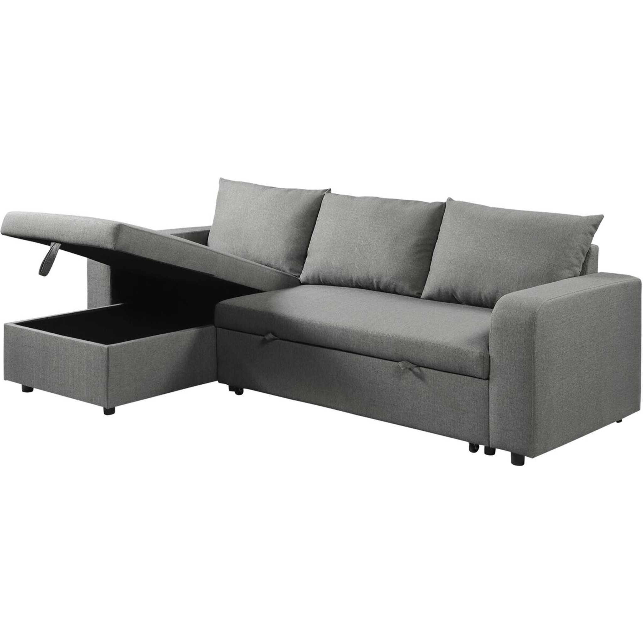 Canapé d'angle réversible/convertible en tissu "Victor" - 3 places - Gris