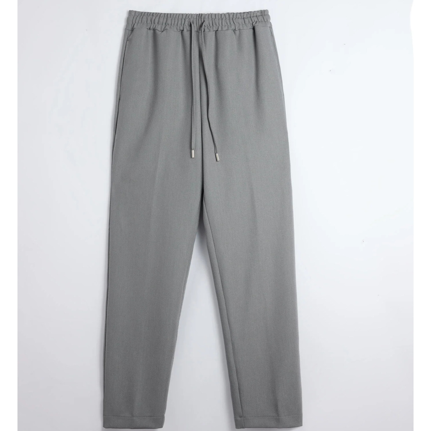 Pantaloni dritti grigi con vita regolabile