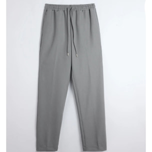 Pantaloni dritti grigi con vita regolabile