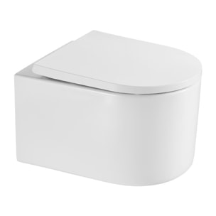 Pack WC suspendu complet Geberit Duofix autoportant, WC Swiss Aqua Technologies Delano, abattant SoftClose, plaque blanche