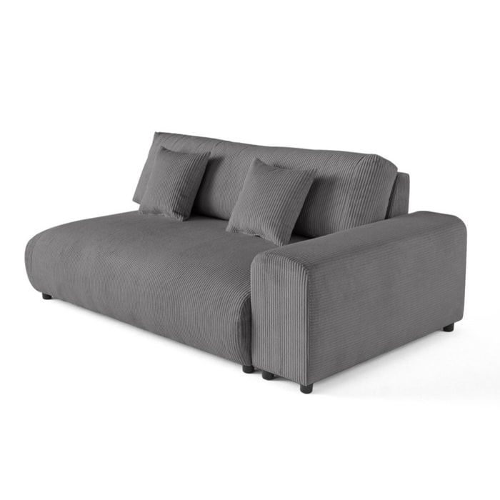 Garance - module d'assise 3 places avec accoudoir droit - en velours côtelé - Gris foncé