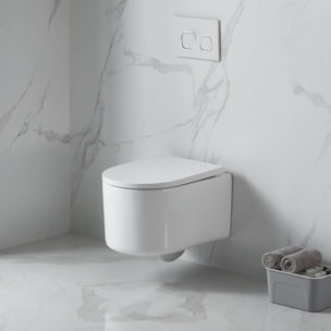 Pack WC Bâti-support + WC sans bride Tornado Swiss Aqua Technologies + abattant SoftClose + Plaque (DELANOTQGEB3-VP)