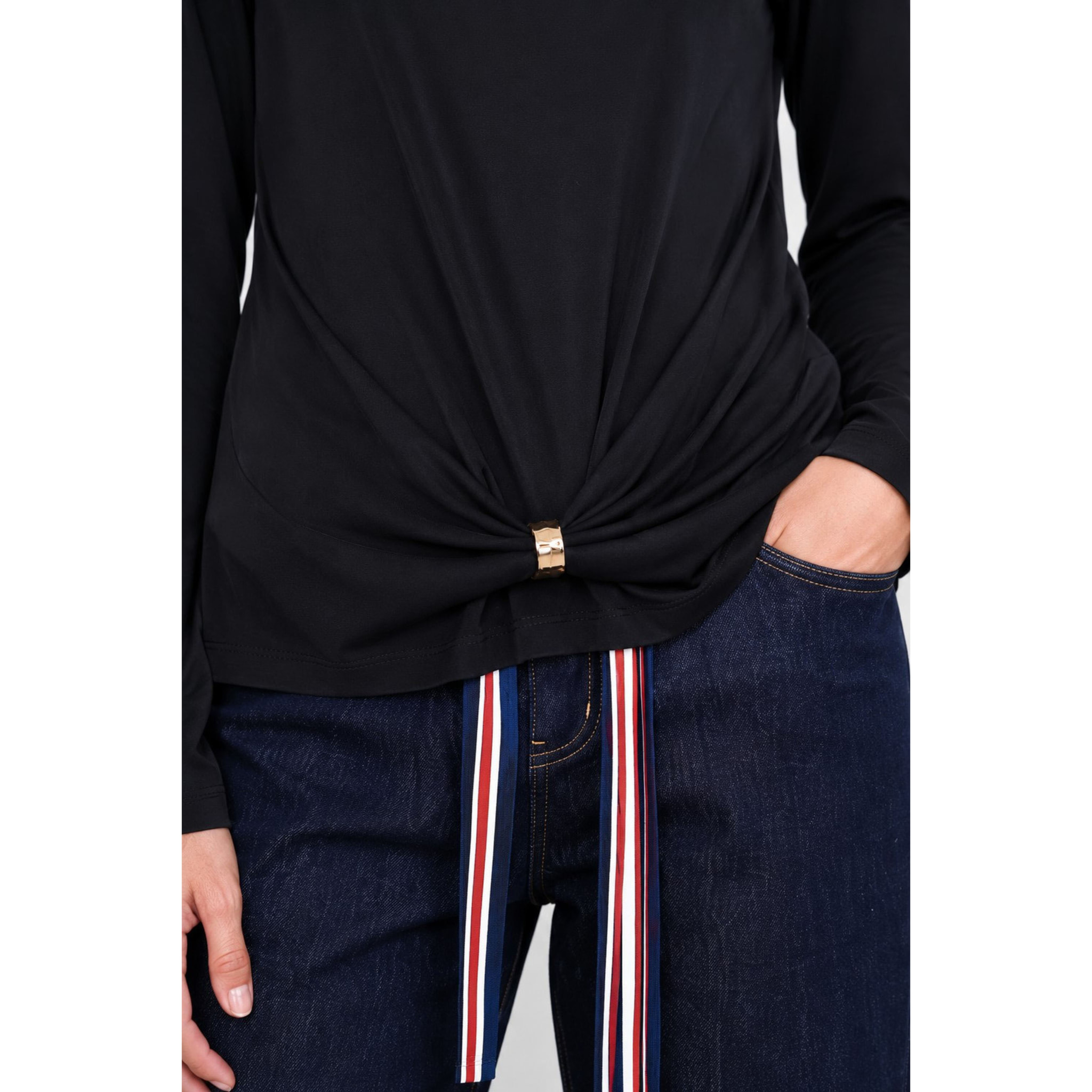 Kocca - Blusa girocollo a maniche lunghe con nodo frontale Donna