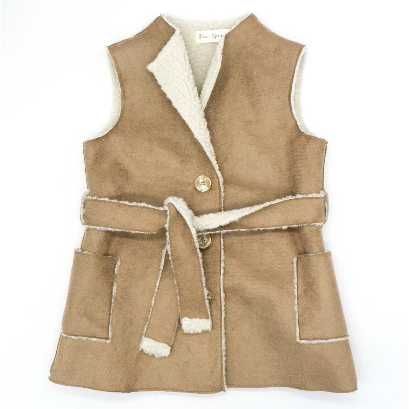 Chaleco de ante marrón y borreguito blanco