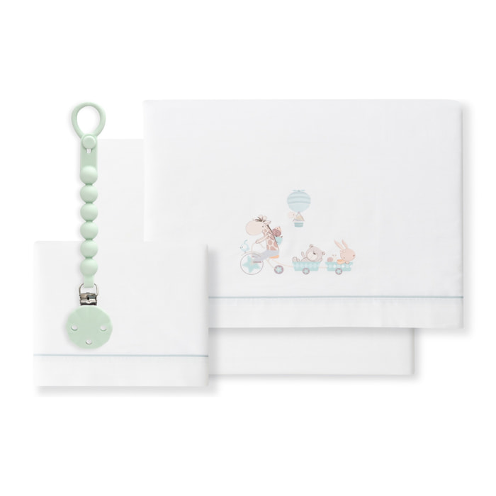 Sábanas Cuna Jirafa Bicicleta & Chupetero