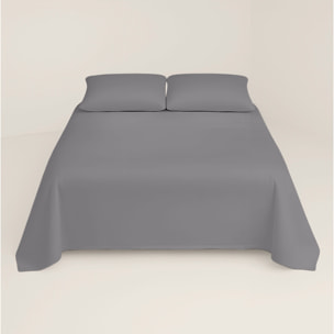 Juego de Sábanas Lisas - 100% Microfibra - Incluye 1 o 2 Fundas de Almohada + 1 Sábana Bajera - Gris 7