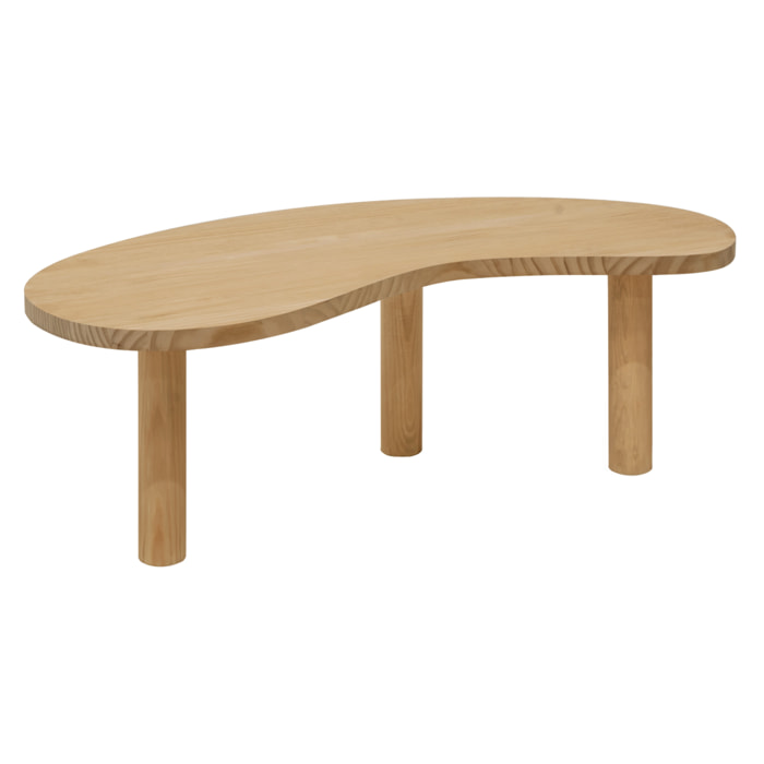 Table basse en bois massif aux formes organiques en teinte chêne moyen en différentes tailles
