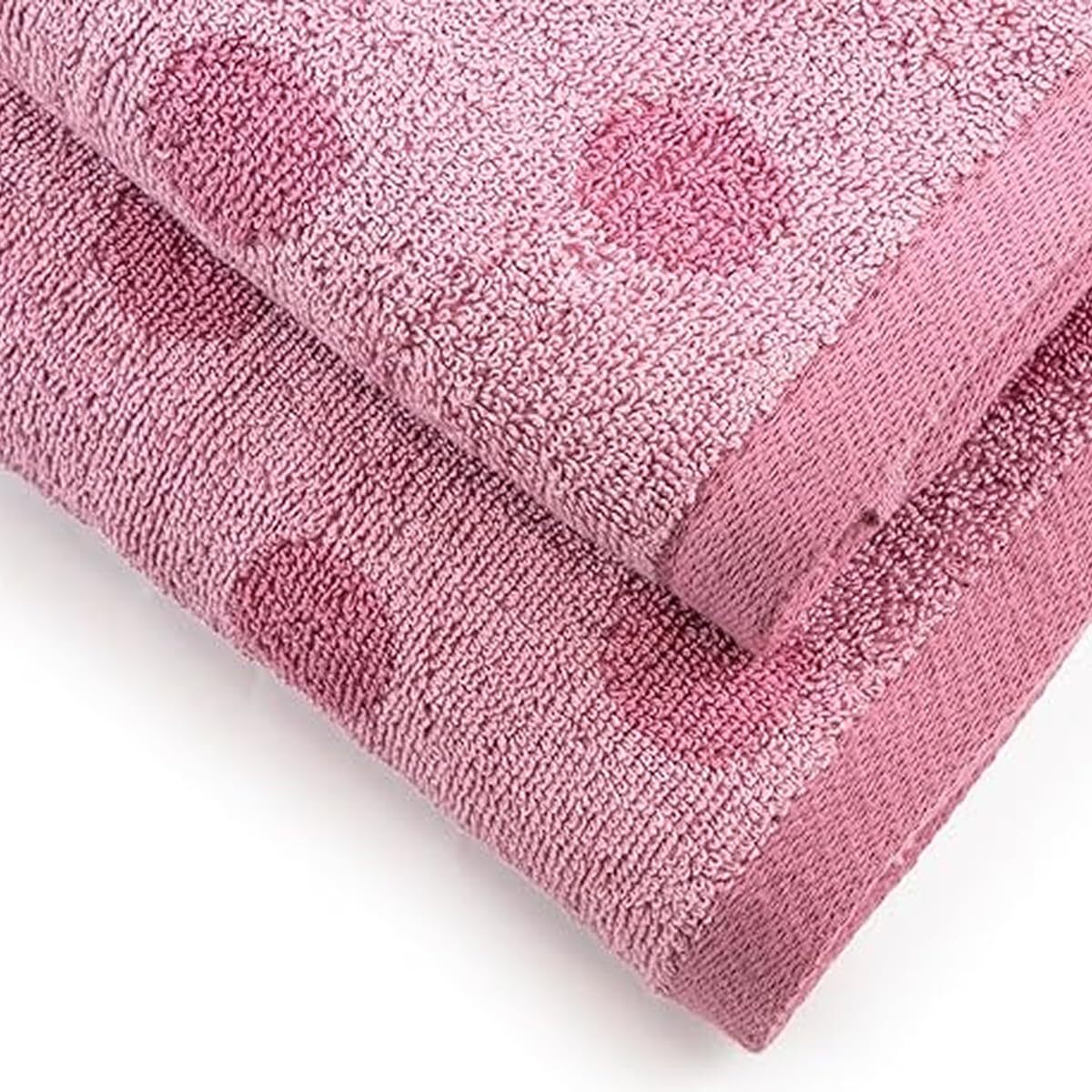 INTRECCI HOME Set Bagno Asciugamani Viso+Ospite, in Puro Cotone 450, Morbidezza Extra, Lavorazione Jacquard, Design a Pois, Elegante e Confortevole