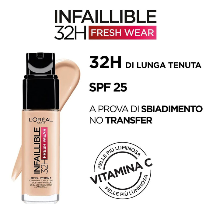 Fondotinta Liquido 20 Ivoire Infaillible 32H SPF 25 + Vitamina C Fresh Wear Coprente Waterproof