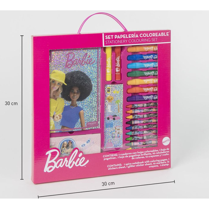 Conjunto De Papelería Coloreable Barbie 30.0 X 30.0 X 2.5 Cm