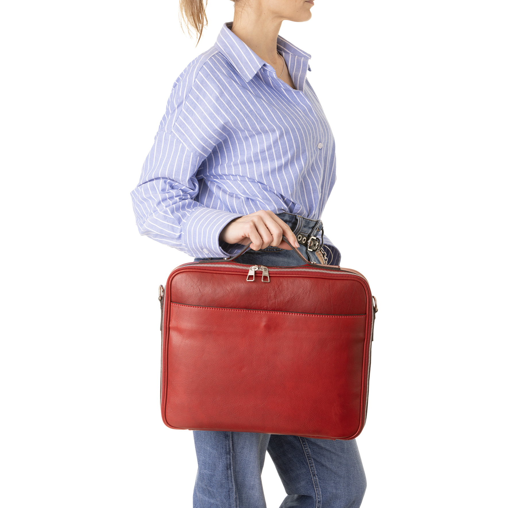 Borsa a mano  unisex In Vera pelle Made in Italy 38x32x6 cm