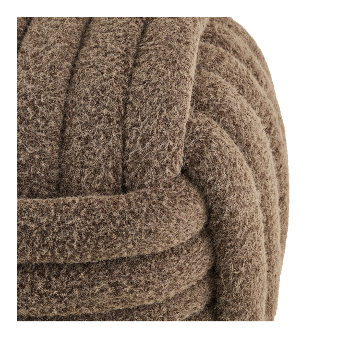 Pouf Napier in tessuto marrone con design annodato 48×48×43 cm