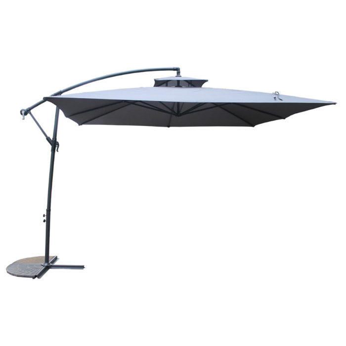 Parasol déporté carré gris 3x3 m CORTO