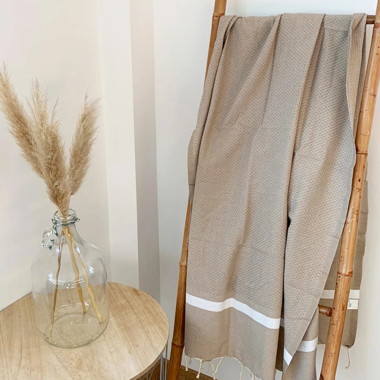 Fouta nid d'abeille traditionnelle Beige 200x200 190g/m² - Melissa Beige XL