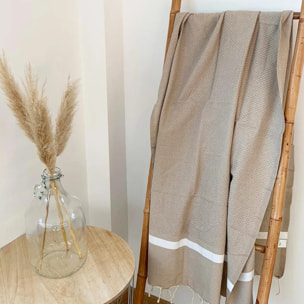 Fouta nid d'abeille traditionnelle Beige 200x200 190g/m² - Melissa Beige XL