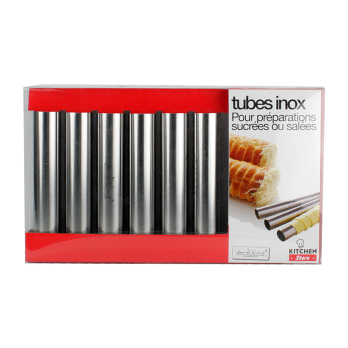 Lot de 6 tubes en inox pour préparations sucrés salés