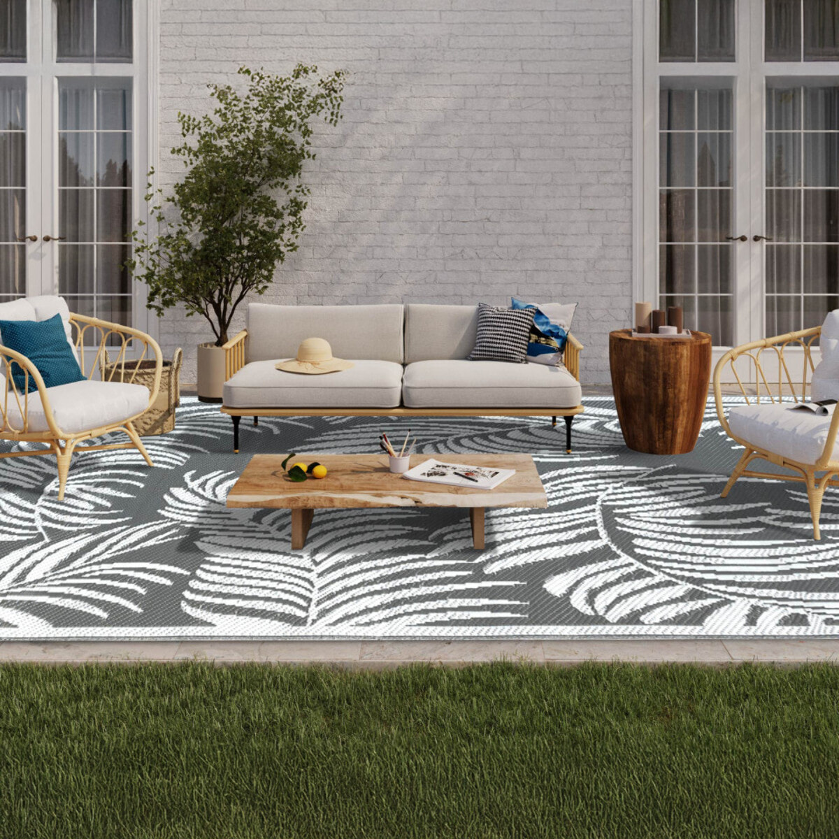 Tapis extérieur Hawaï 270x470cm gris