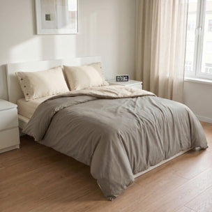 Parure copripiumino singolo in cotone bicolore morbido e traspirante, set sacco copripiumino con federa, design semplice ed elegante, tessuto resistente e certificato OEKO-TEX, facile da lavare, comfort naturale per uso quotidiano