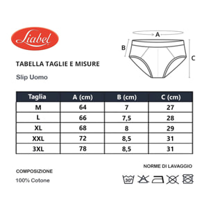 12 Slip Uomo Liabel 100% Cotone Mercerizzato Art. 940 Assortito