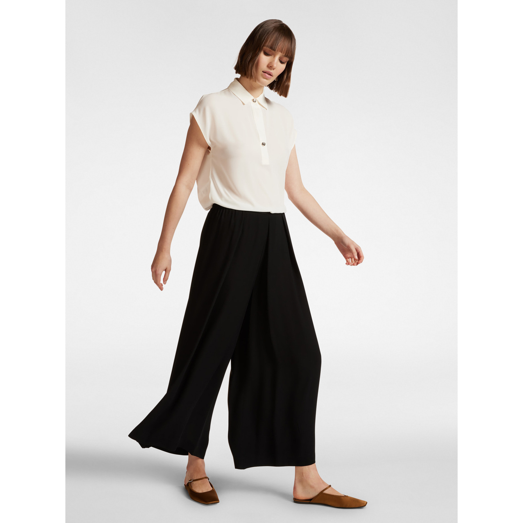 Elena Mirò - Blusa con cuello - Blanco