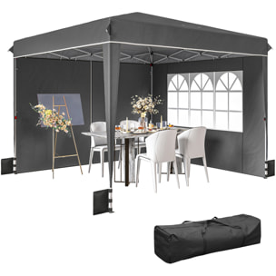 Tonnelle barnum pliable pop-up 3 x 3 m sacs de lestage et transport inclus gris