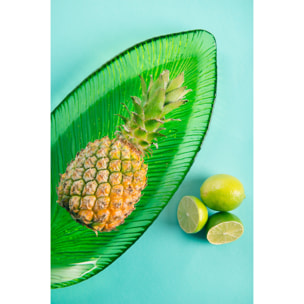 Piatto portata in vetro Excelsa – Tropical, Foglia 43x20 cm, Verde