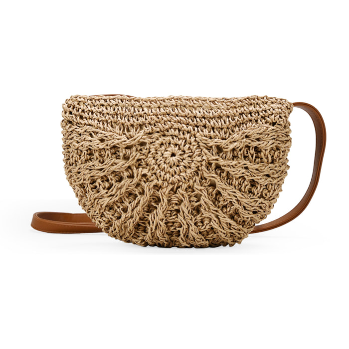 Bolso bandolera de rafia tostado