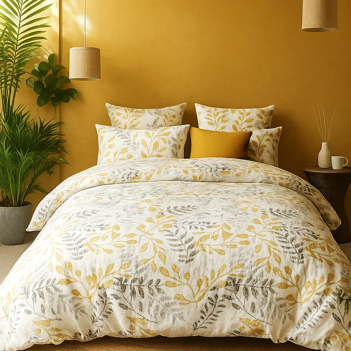 Parure Housse De Couette 3pcs avec Taies oreiller 100% coton Bio 57fils Eloa