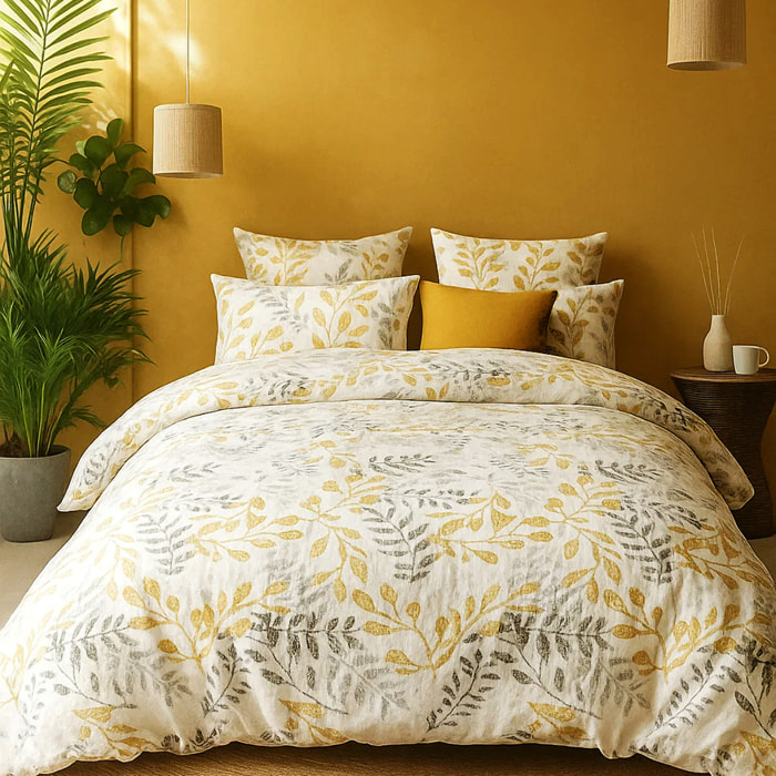 Parure Housse De Couette 3pcs avec Taies oreiller 100% coton Bio 57fils Eloa