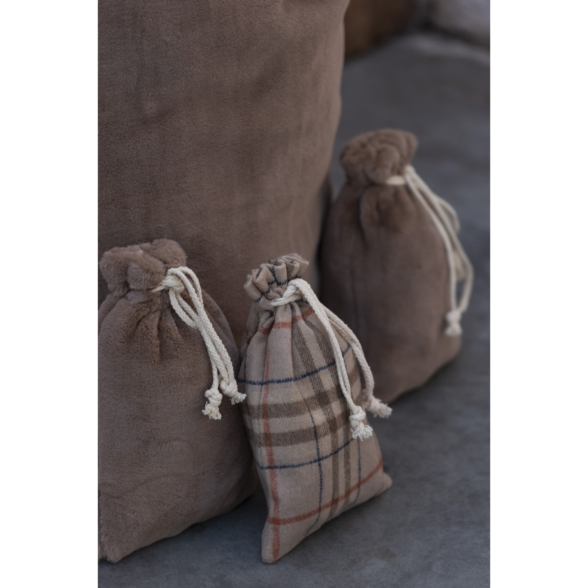 J-Line Sac Noel Quadrille Textile Beige/Brun Small