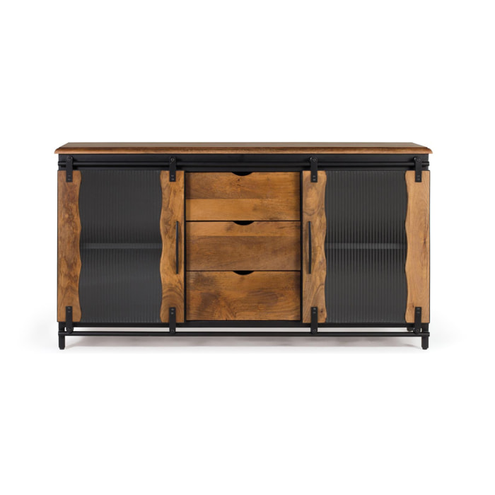 Aparador de Madera de Mango, Metal Estilo Industrial
