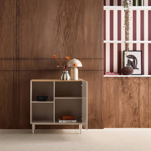 Buffet, meuble de rangement décor bois piétement métal 1 porte 80cm ASHTON